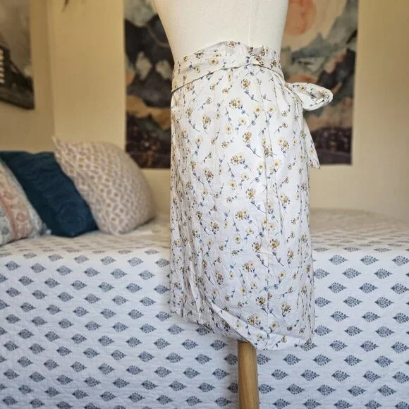 Antonio Melani Floral Cotton Wrap Skirt 10 Garden Party Tea Length Coquette - Picture 6 of 15